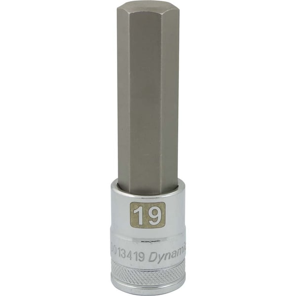 Tools 1/2" Drive Metric Hex Head, 19mm Long Bit, Chrome Finish Socket